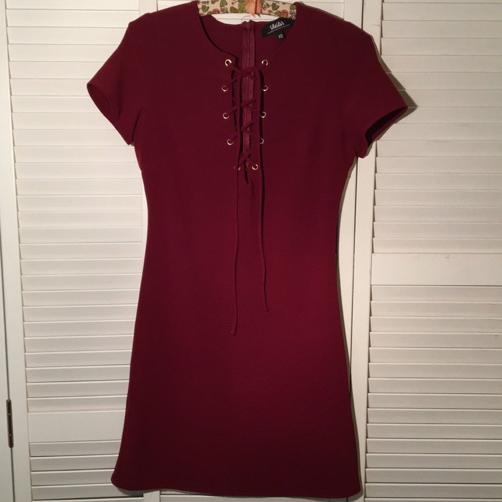 Lulu’s  Red Dress w Laced Grommets. Size XS.